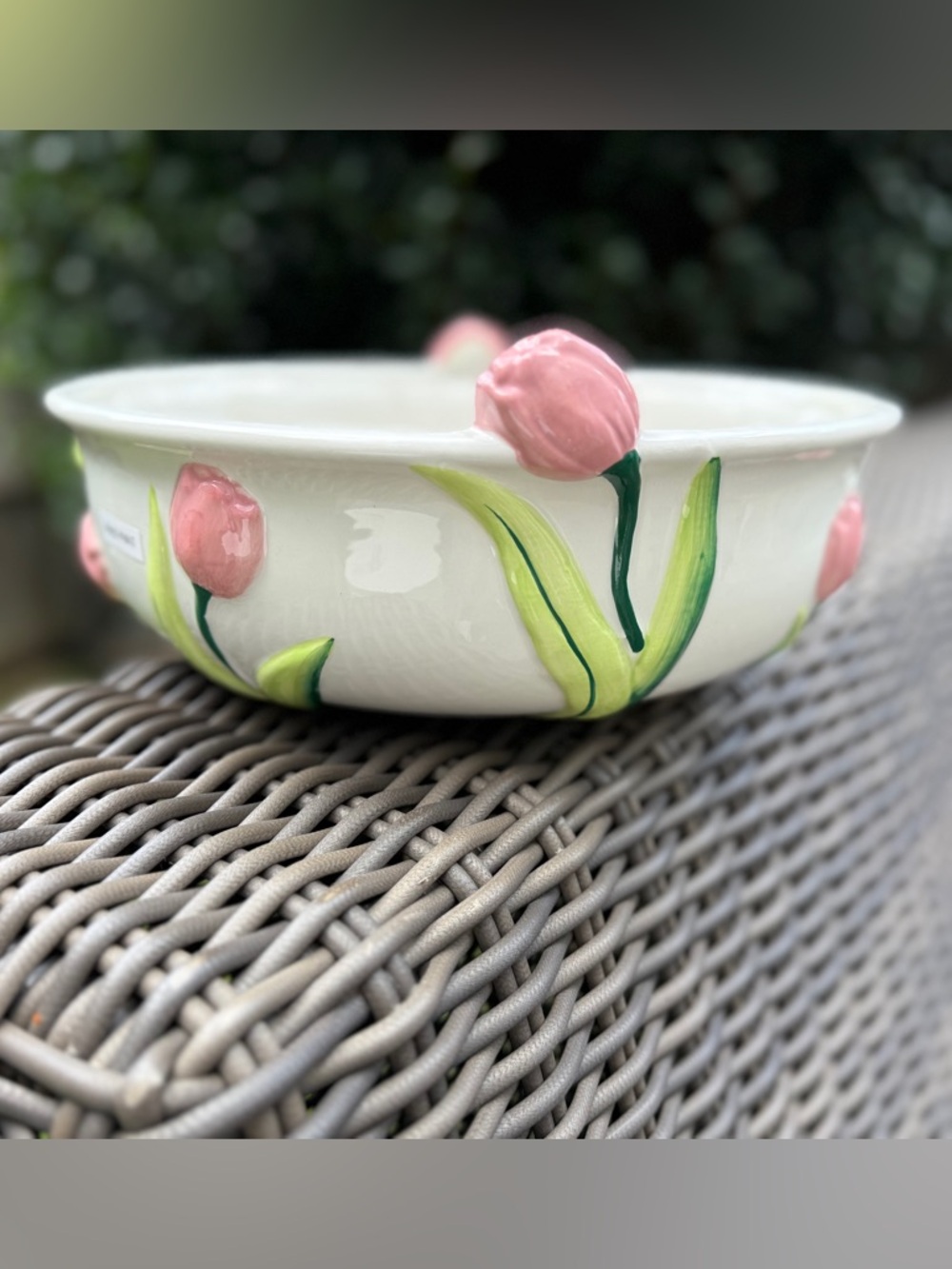 Dwell Studio Ceramic Hand Painted Tulip Bowl - NWOT